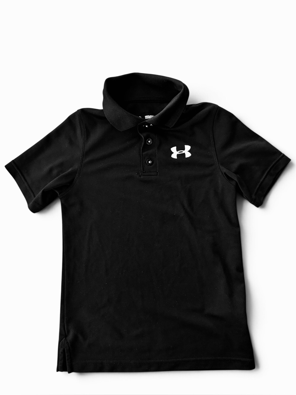 UNDER ARMOUR Heat Gear Black Kids’ Boys' Polo Golf Shirt Embroidered UA Logo YXS